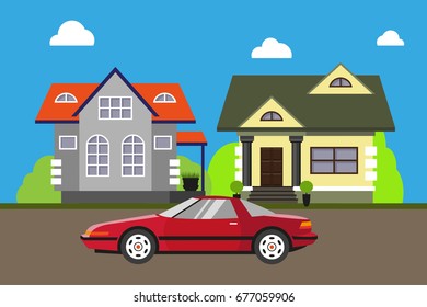 Colorful flat houses.