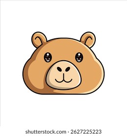 A colorful flat icon of a capybara's head designed in cartoon style. Suitable for educational materials, games, and kid-themed content.