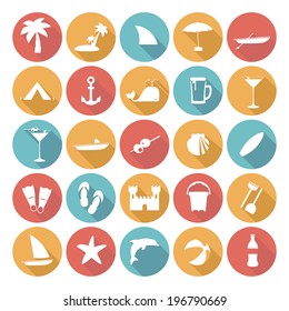 Colorful Flat Icon Designs - Summer