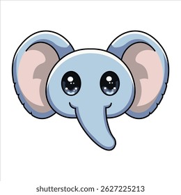 A colorful flat icon of a elephant's head designed in cartoon style. Suitable for educational materials, games, and kid-themed content.
