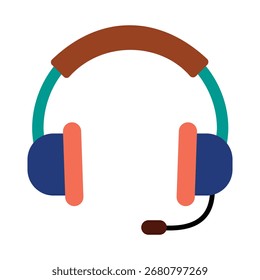 Un icono plano colorido de un auricular con un micrófono. Simboliza el Servicio al cliente, las reuniones en línea, los juegos y la comunicación. Perfecto para Asistencia, tecnología y diseños temáticos de centros de llamadas.

