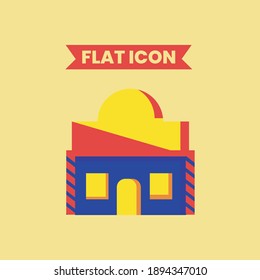 colorful flat icon illustration of a barbershop house