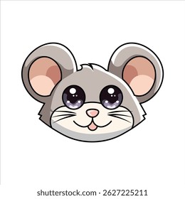 A colorful flat icon of a mice's head designed in cartoon style. Suitable for educational materials, games, and kid-themed content.