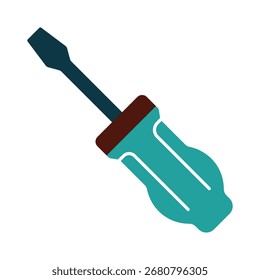 Ein buntes flaches Symbol eines Schraubendrehers. Dieses moderne Werkzeugsymbol steht für Reparatur, Wartung und Konstruktion. Perfekt für Heimwerker, Handwerker und technische Designs.
