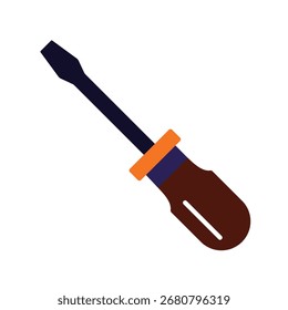 Ein buntes flaches Symbol eines Schraubendrehers. Dieses moderne Werkzeugsymbol steht für Reparatur, Wartung und Konstruktion. Perfekt für Heimwerker, Handwerker und technische Designs.
