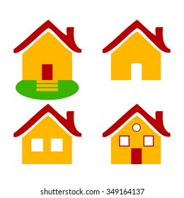 Colorful flat icons Homes isolated vector illustration