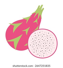 Ícones planos coloridos de frutas suculentas e produtos tropicais exóticos