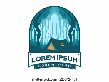 Colorful flat illustration design of camping in the jungle