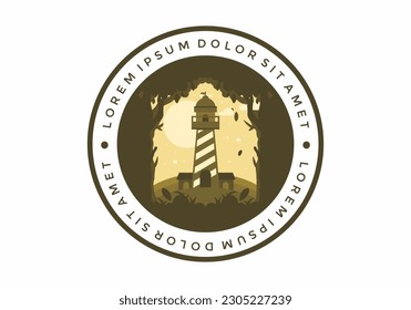 Diseño de ilustraciones planas coloridas del faro en el bosque