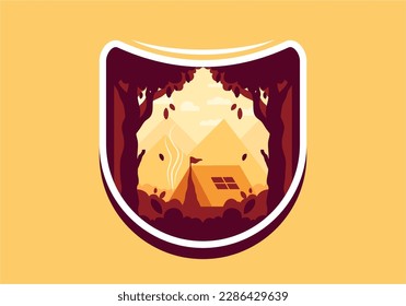 Colorful Flat illustration design of outdoor camping