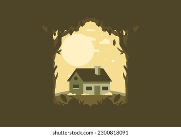 Colorful flat illustration design of a simple house