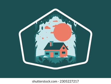 Colorful flat illustration design of a simple house
