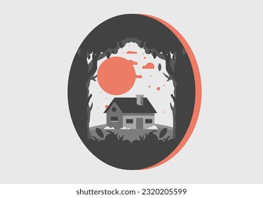 Diseño de ilustraciones planas coloridas de una casa sencilla