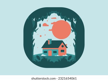Colorful flat illustration design of a simple house