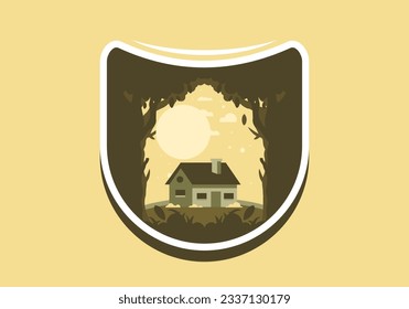Farbiges Flachbild-Design eines einfachen Hauses