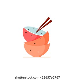 Colorful Flat Illustration of Dirty Bowls