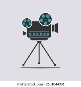 Colorful flat illustration for event promotion, advertisement.Retro cinema icon.