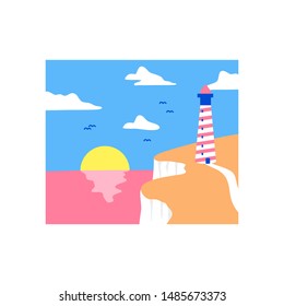 Colorful Flat illustration mercusuar vector