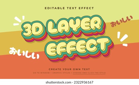 Efecto de texto 3D editable en capas planas de color, adecuado para promoción, producto, titular