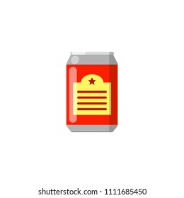 Colorful flat lemonade in can isolated on white background.