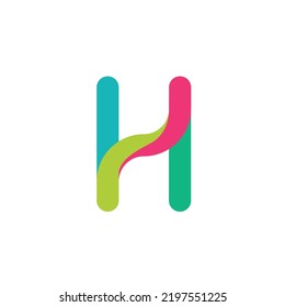 Colorful flat letter H vector logo. Logo for company, business, industry, technology, apps, and event. 