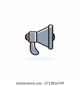 Un colorido ícono de Vector de línea plana de un megáfono o altavoz en un estilo de dibujos animados moderno. Ideal para anuncios, marketing, promoción, comunicación o conceptos de atención. Fácil de editar