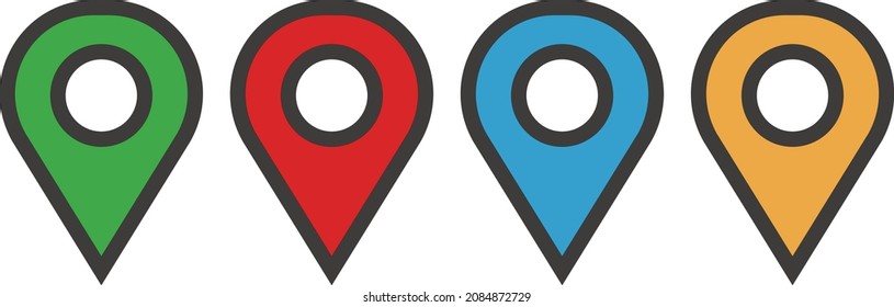 Colorido conjunto de iconos de mapa plano. vector.