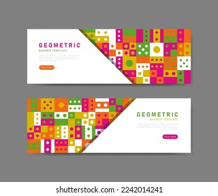 Colorful flat mosaic horizontal banners template