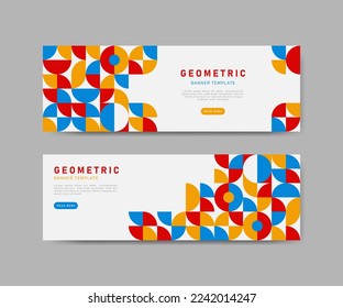 Colorful flat mosaic horizontal banners template