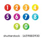 Colorful Flat Number Icons Long Shadow  From Zero to Nine , Number Flat  Design, Number Set vector illustration .