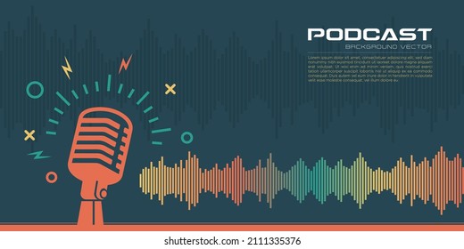 Colorful Flat Podcast Background With Sound Bar
