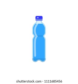 Colorful flat pure water in small bottle isolated on white background.