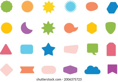 Colorful flat random shapes empty sticker and labels icons set