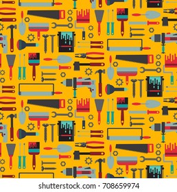 Colorful flat repair tools seamless vector pattern