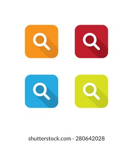 Colorful Flat Search Icons With Long Shadow