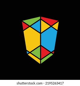Colorful flat shield vector logo. Suitable for school, company, business, education, and brand.