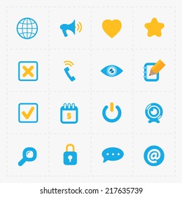 Colorful flat social icons set on White