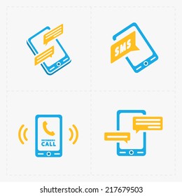 Colorful flat social icons set