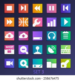 colorful flat square icons-set 3