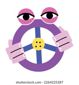 Colorful flat sticker of peace symbol 