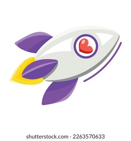 A colorful flat sticker of spaceship 