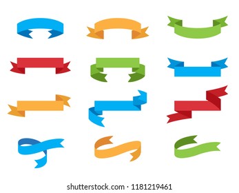 Colorful flat stickers, labels, banners, stripes, tags - flat vector set - design collection