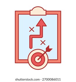 Colorful flat strategy plan icon showing organization and process flow, perfect for management, marketing, and planning visuals.