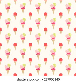 Colorful flat style ice cream seamless vector pattern 