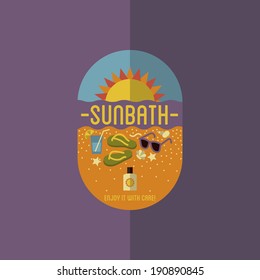 Colorful Flat Summer Holiday and Travel themed Sunbathing Background Illustration