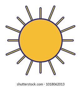 colorful flat sun with lights ray