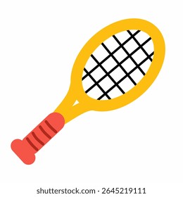 Colorful flat tennis racket, perfect for sport infographics, match flyers, school projects, and summer activity visuals. Great for tennis clubs, fitness icons, and training equipment designs.