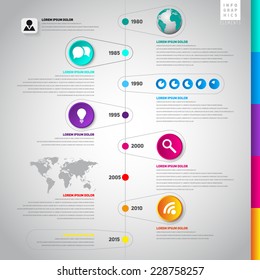 Colorful Flat Timeline Template, can be use for web design, web elements, infographics, banners, advertising, applications, EPS10 Vector Illustration