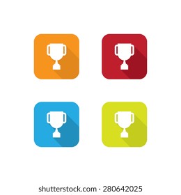 Colorful Flat Trophy Icons With Long Shadow