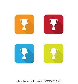 Colorful Flat Trophy Icons With Long Shadow